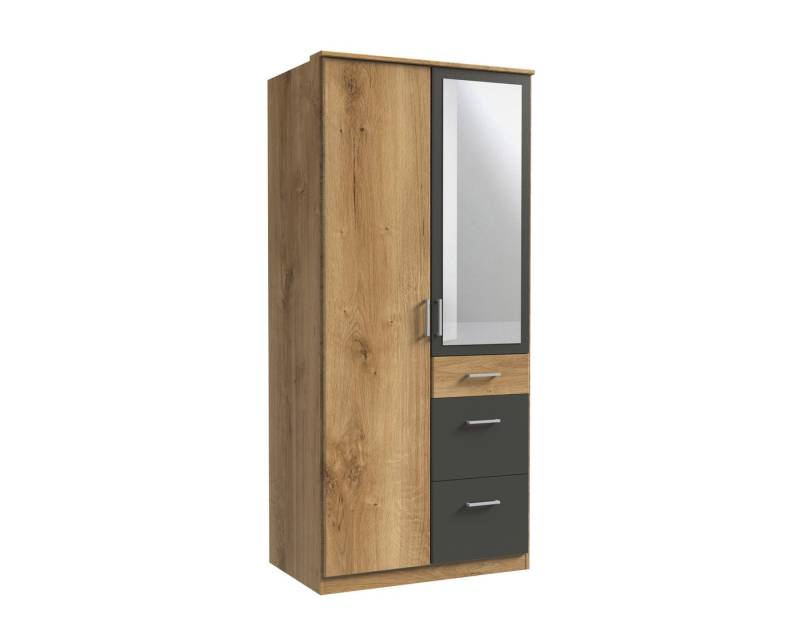 Wimex Kleiderschrank in Plankeneiche-Nachbildung mit 3 Schubladen und 2 Türen (B/H/T: 90x198x58 cm) von Wimex