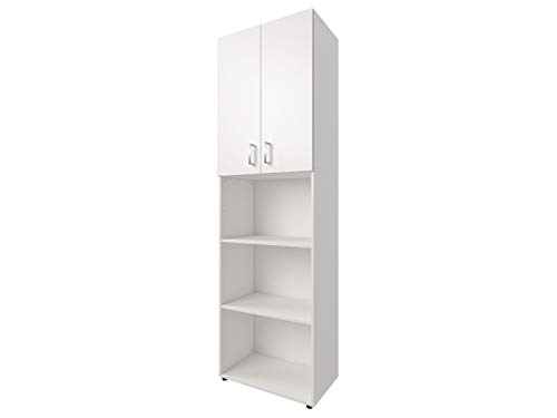 möbelando Kombi Schrank Beistellschrank Aktenschrank Standschrank Regal Büro Trio 23" Weiß von möbelando