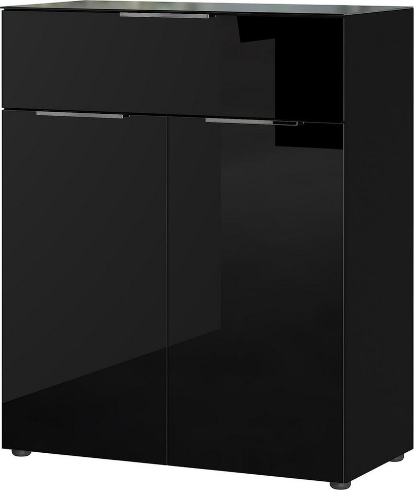 möbelando Kommode 404 (BxHxT: 83x102x42 cm), in schwarz mit einer Schublade und 2 Türen von möbelando