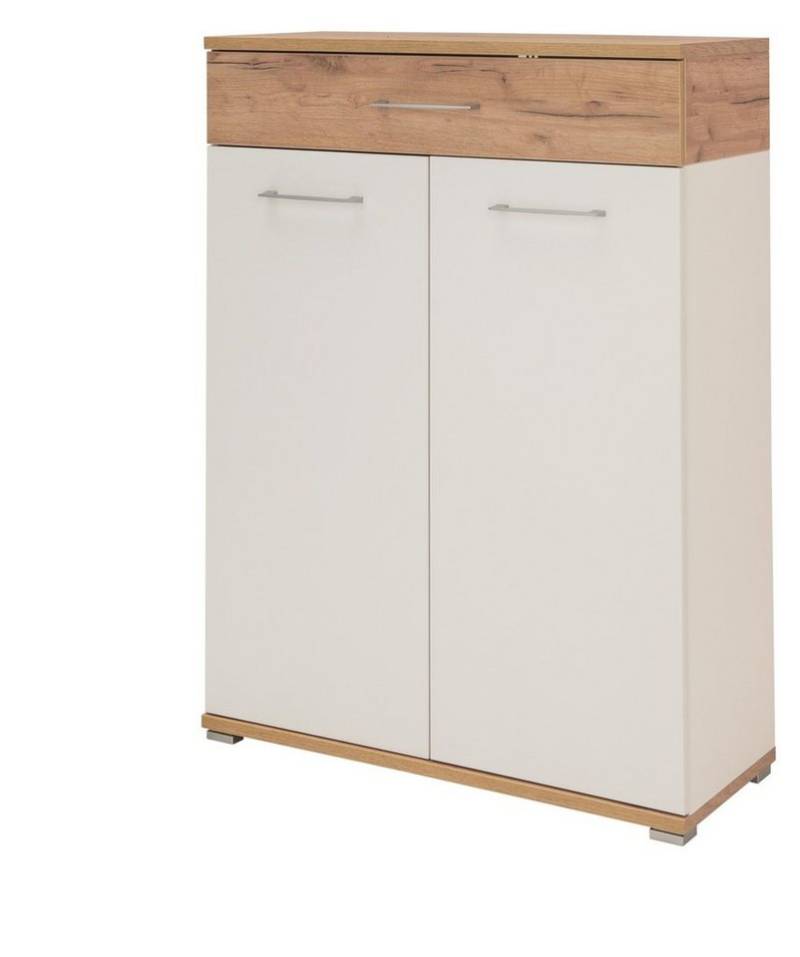 freiraum Kommode 407 (BxHxT: 89x118x37 cm), in weiss, braun mit einer Schublade und 2 Türen von freiraum