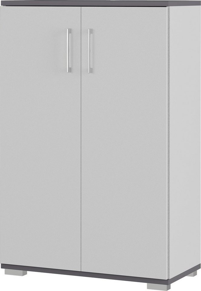 möbelando Kommode 416 (BxHxT: 80x123x40 cm), in grau, anthrazit mit 2 Türen und 2 Einlegeböden von möbelando