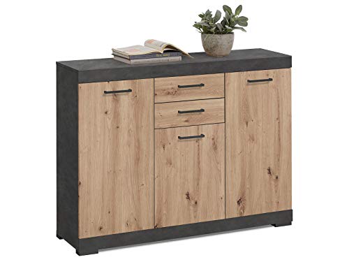 möbelando Kommode Beistellschrank Anrichte Holzschrank Standschrank Birkenhead III Matera/Artisan Eiche von möbelando