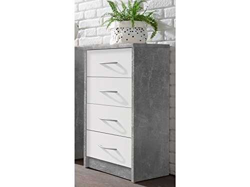 möbelando Kommode Hochkommode Anrichte Standschrank Schubladenkommode Schrank Olli IX Beton/Weiß möbelando Kommode Hochkommode Anrichte Standschrank Schubladenkommode Schrank Olli IX Beton/Weiß von möbelando