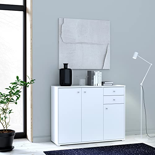 möbelando Kommode Holzschrank Schrank Anrichte Beistellschrank Standschrank Tembi IV Weiß von möbelando