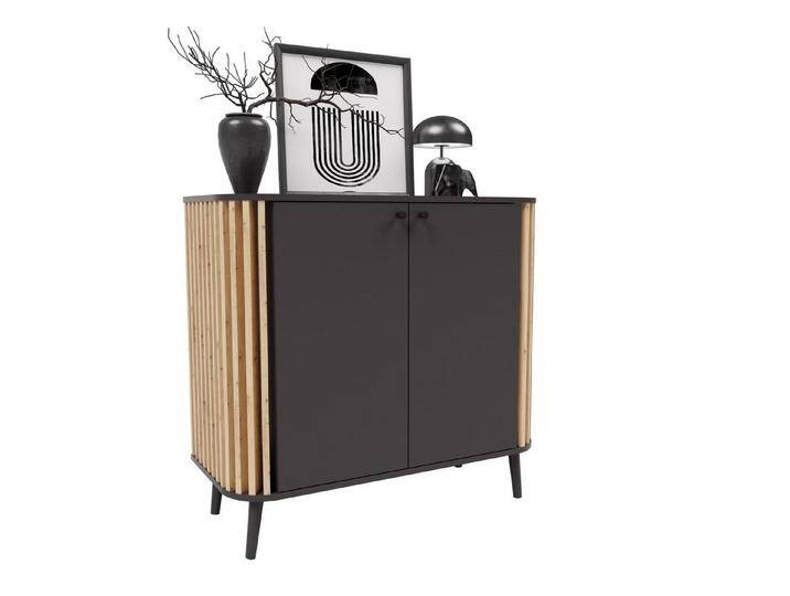 möbelando Kommode Pure, in grau mit 2 Türen und 2 Fächern. Abmessungen (BxHxT) 92x87,5x40 cm, grau von möbelando