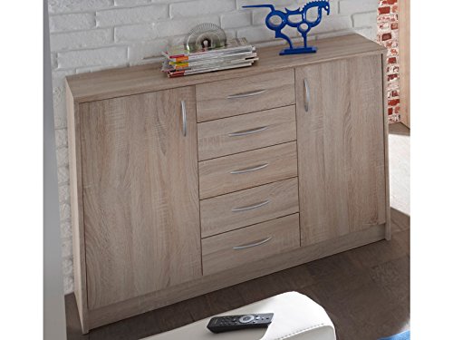 möbelando Kommode Standschrank Anrichte Sideboard Beistellschrank Holzkommode Olli VII Sonoma-Eiche von möbelando