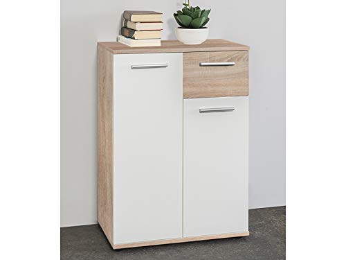 möbelando Kommode Standschrank Beistellkommode Highboard Anrichte Jacklin I Sonoma-Eiche/Weiß von möbelando