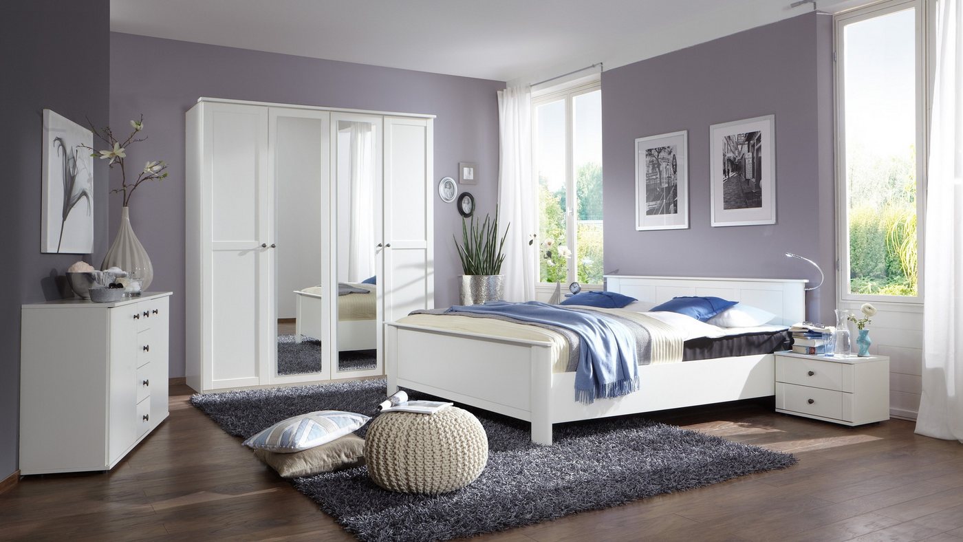 freiraum Komplettschlafzimmer Chalet, (BxHxT: 474x210x210 cm), in WEISS mit 2 Schubladen und 4 Türen von freiraum