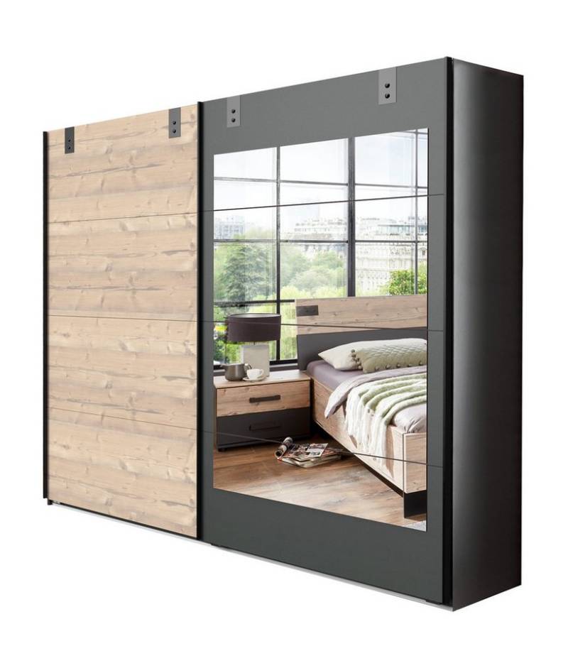 freiraum Komplettschlafzimmer Malmö, (B/H/T: 467x210x210 cm), in Graphit mit Absetzungen in Silver Fir-Nahcbildung von freiraum
