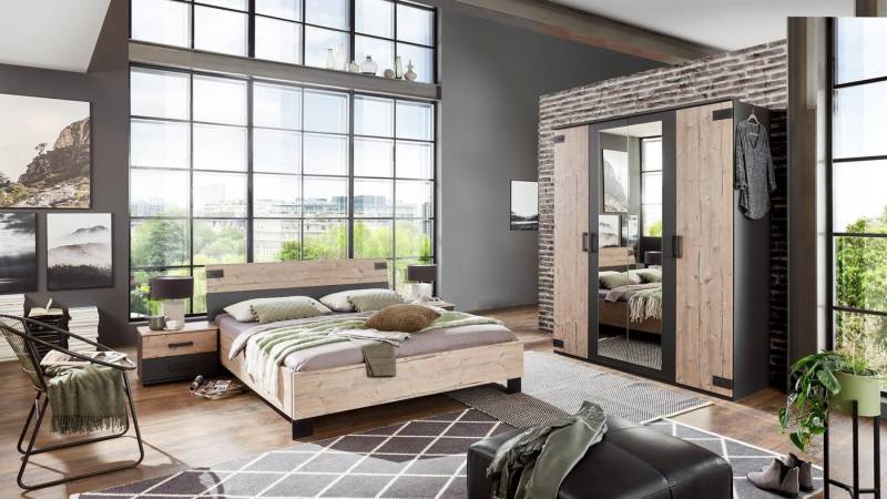 freiraum Komplettschlafzimmer Malmö, (B/H/T: 474x210x210 cm), in Graphit mit Absetzungen in Silver Fir-Nahcbildung von freiraum