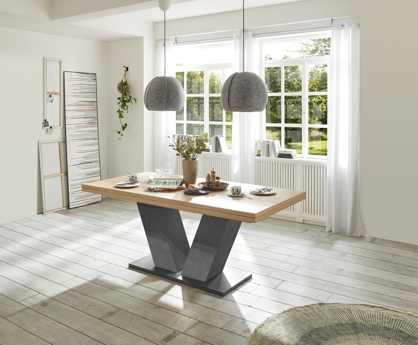 Mäusbacher Kulissentisch in asteiche / graphit - 180x76x90cm (BxHxT) von Mäusbacher