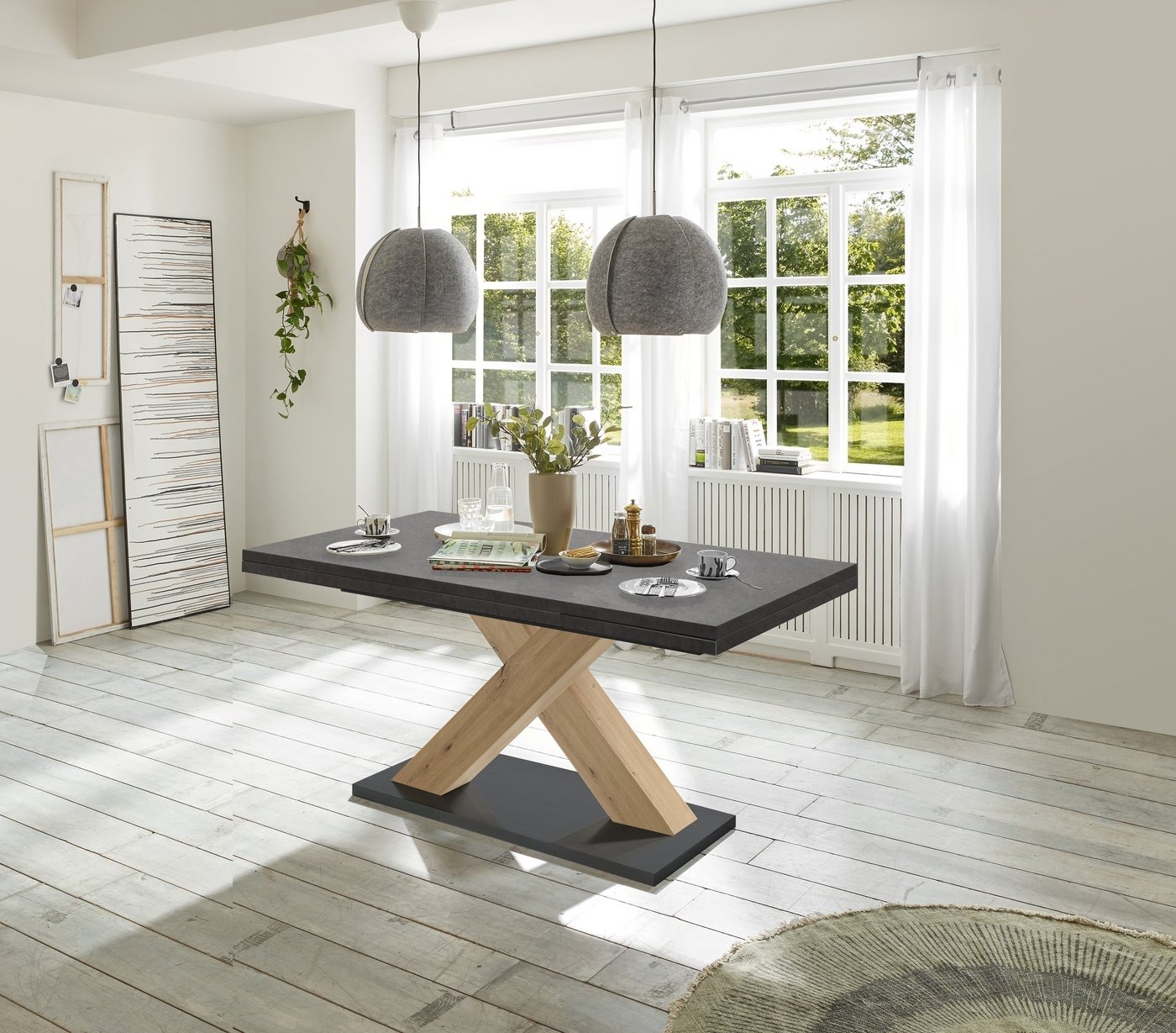 Mäusbacher Kulissentisch in graphit / asteiche - 180x76x90cm (BxHxT) von Mäusbacher