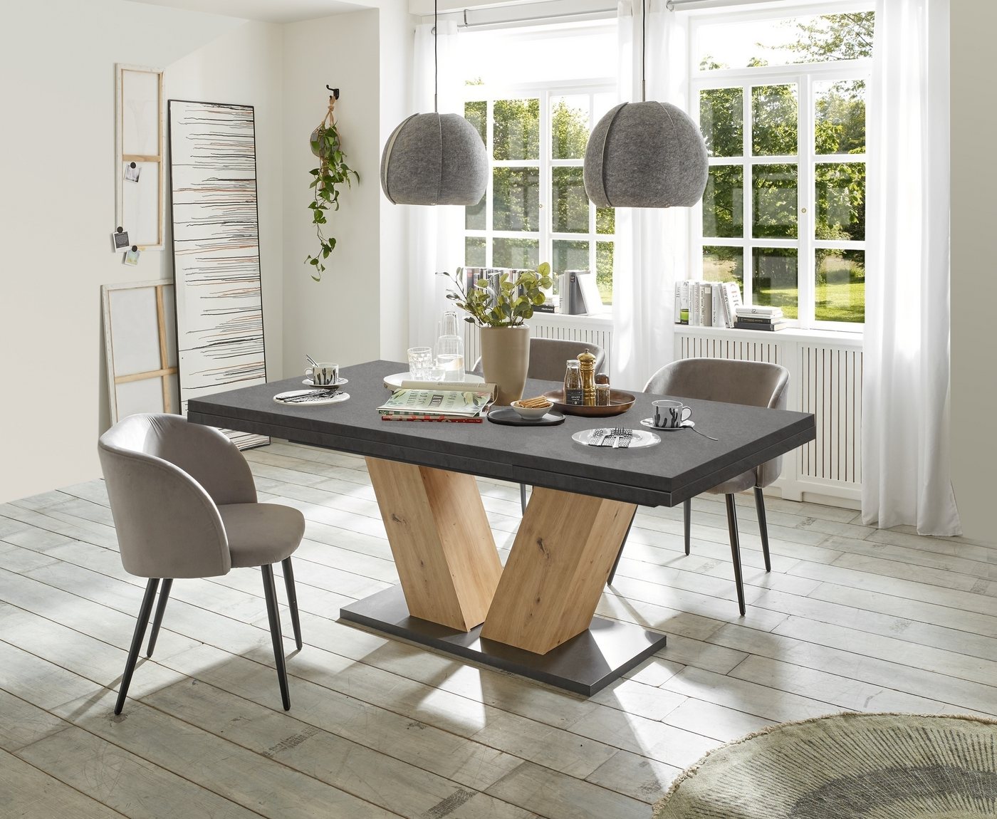 Mäusbacher Kulissentisch in graphit / asteiche - 180x76x90cm (BxHxT) von Mäusbacher