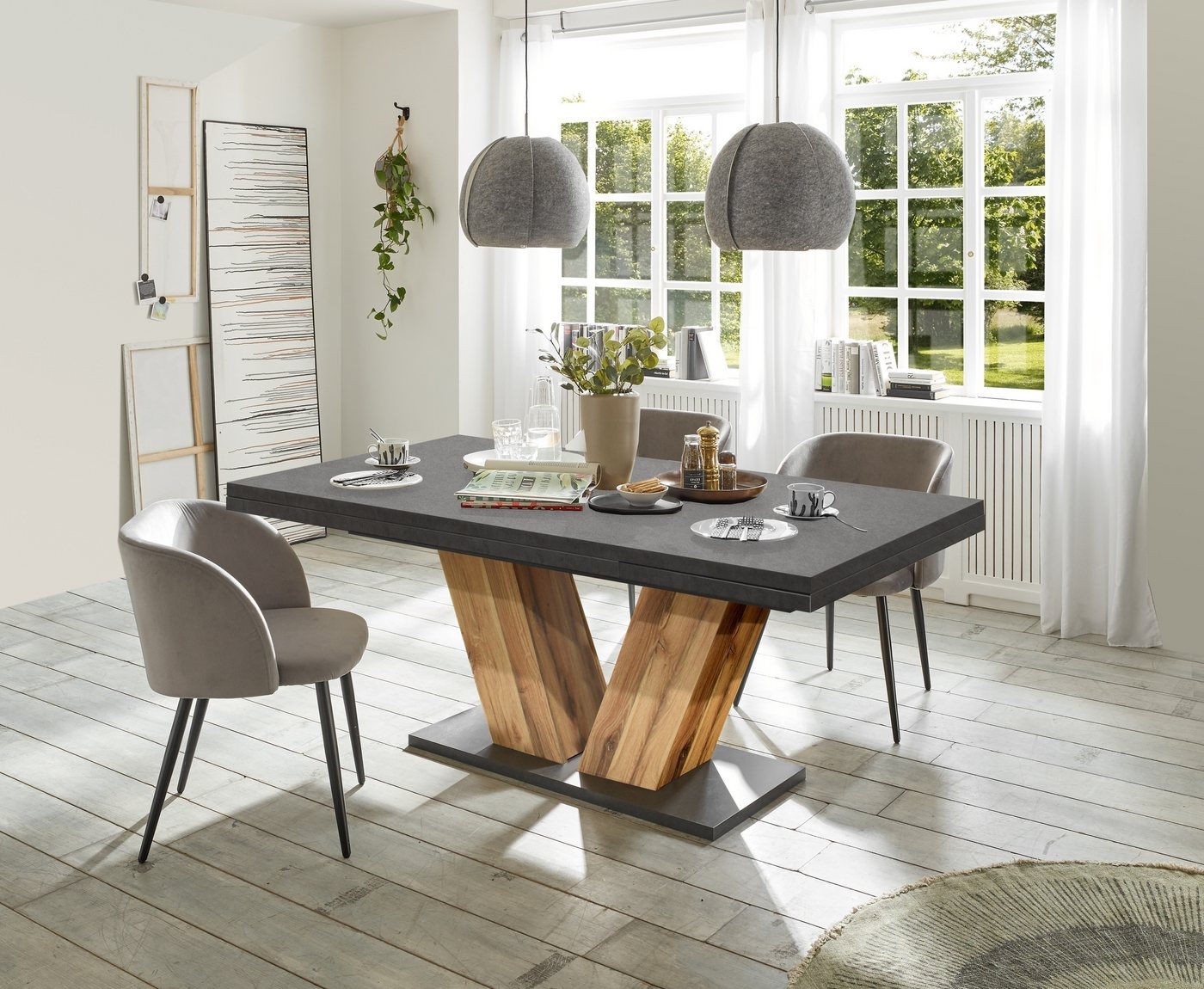 Mäusbacher Kulissentisch in graphit / plankeneiche - 180x76x90cm (BxHxT) von Mäusbacher