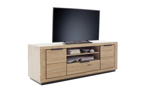 möbelando Lowboard >GRENO< Fronten in Wildeiche massiv geölt, Zeitlose Optik, in den Maßen ca. 183 x 52 x 54 cm (B/H/T) - mit optimalen Stauraum für Ihr Zuhause - Sideboard Lowboard TV Element von möbelando