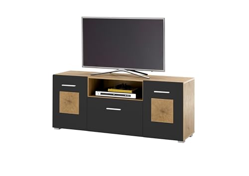 möbelando Lowboard >Georgia< in Eiche Artisan Nachbildung - 140x58x38cm (BxHxT) von möbelando
