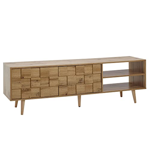 möbelando Lowboard Holz Eiche-Dekor 160x51x40 cm TV-Kommode mit Zwei Türen | Design TV-Schrank Hoch | Fernsehtisch Fernsehschrank Modern | Fernsehkommode Wohnzimmer von möbelando