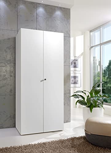 möbelando Mehrzweckschrank Multiraumkonzept in Weiss mit 2 Türen und 5 Einlegeböden. Abmessungen (BxH) 80x185 cm von möbelando
