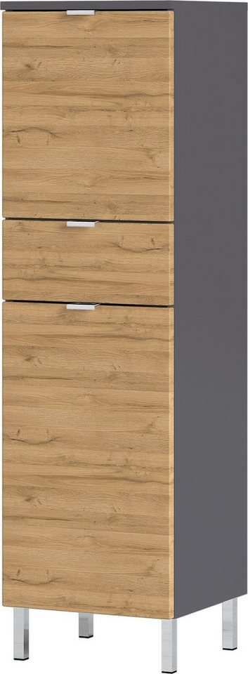freiraum Midischrank 415 (BxHxT: 34x120x34 cm) in anthrazit, hellbraun mit 2 Türen und 2 Einlegeböden von freiraum
