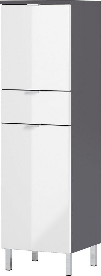freiraum Midischrank 415 (BxHxT: 34x120x34 cm) in anthrazit, weiss mit 2 Türen und 2 Einlegeböden von freiraum