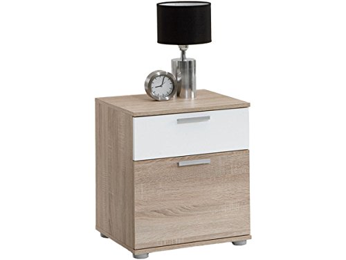 möbelando Nachtkommode Nachttisch Nachtschrank Nachtkonsole Schrank Sam III (Eiche/Weiß) von möbelando