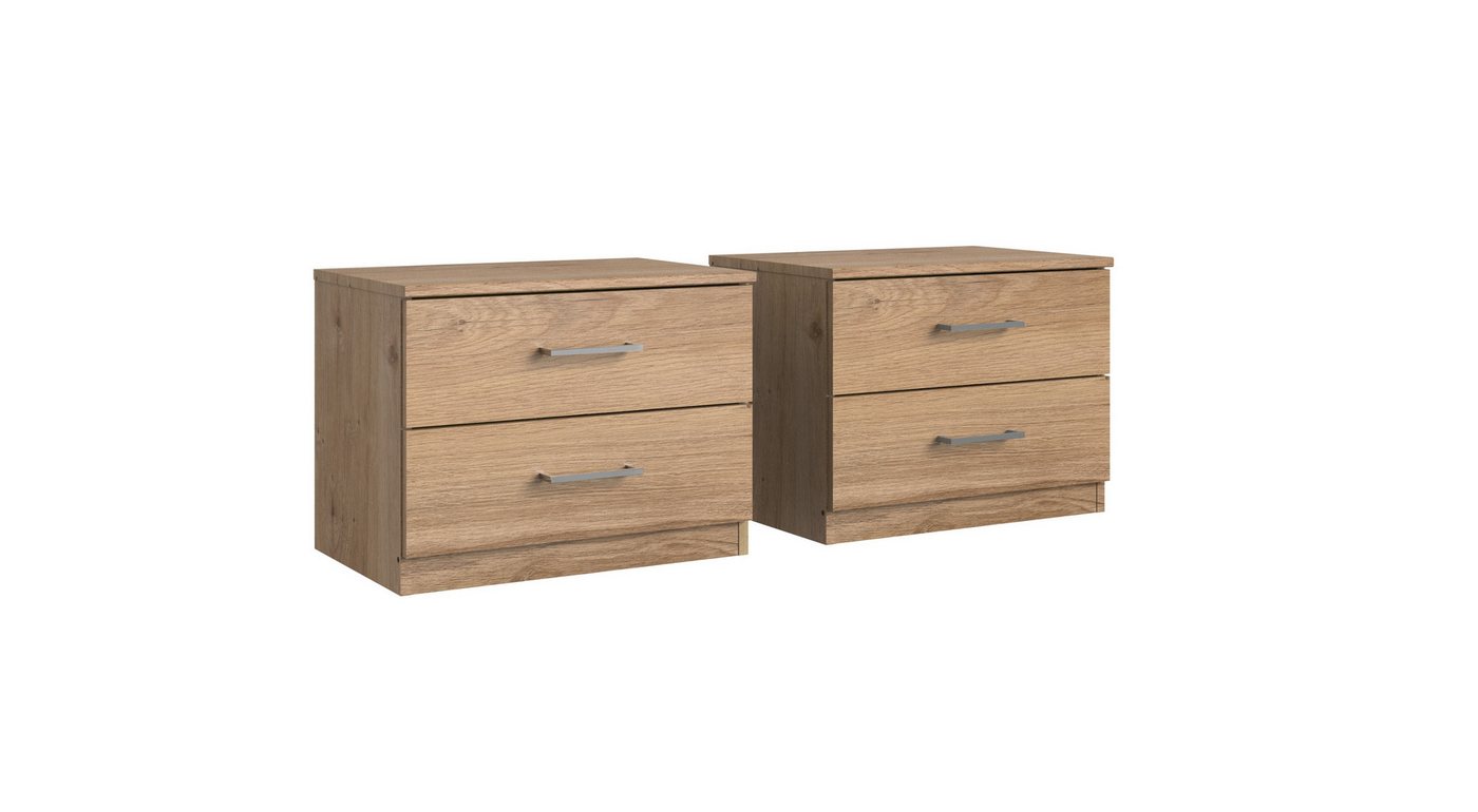 Wimex Nachtschrank (2er-Set) in PLANKENEICHE NACHBILDUNG - 52x40x38cm (BxHxT) (2er-Set, 2er-Set) von Wimex