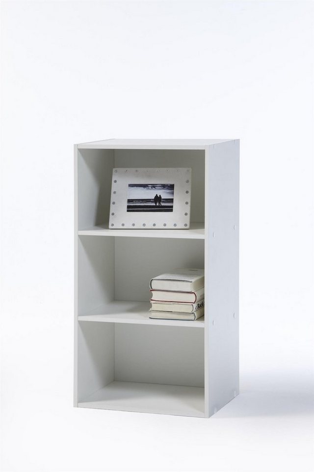 möbelando Regal Kenosha, Modernes Regal aus Spanplatte in Weiß mit 2 Konstruktionsböden. Breite 42 cm, Höhe 80 cm, Tiefe 29 cm von möbelando