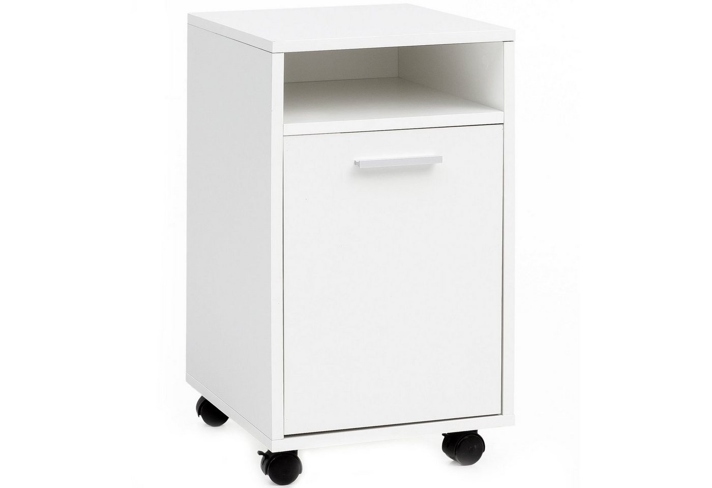 möbelando Rollcontainer Rollcontainer WL5.928 Weiß 33x60x38cm Schubladensc, Rollcontainer WL5.928 Weiß 33x60x38cm Schubladenschrank Büro Container, Schreibtischcontainer mit Tür & Ablage, Bürocontainer Beistellcontainer mit Rollen, Kleiner Schubladencontainer von möbelando