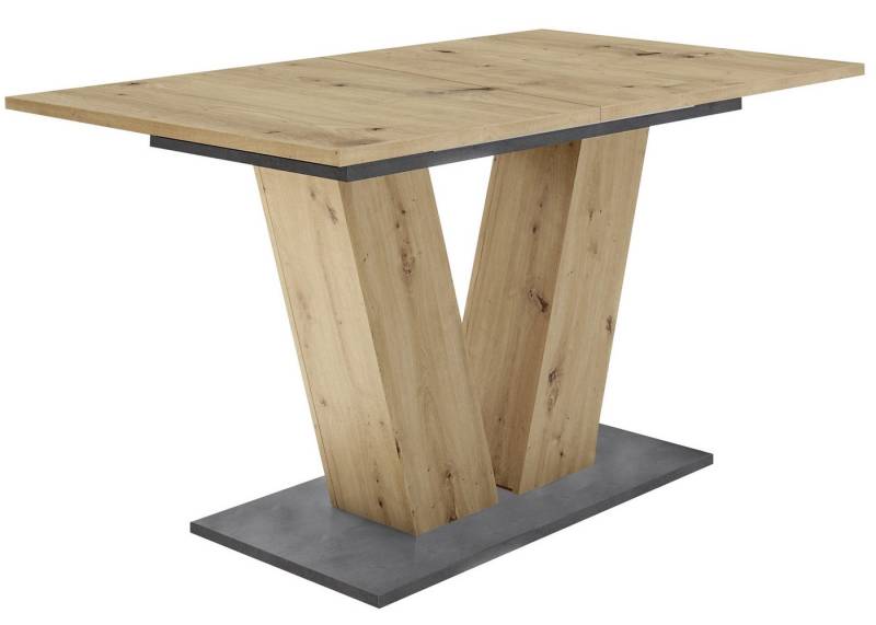 Mäusbacher Säulen-Esstisch (ausziehbar) in asteiche / graphit - 140x76x80cm (BxHxT) (ausziehbar) von Mäusbacher