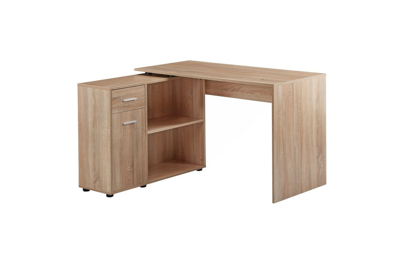 möbelando Schreibtisch Design Eckschreibtisch mit Regal Sonoma 120 x 75,5 x 106,5 cm, Modern, 107 x 75 x 120 cm (B/H/L) von möbelando