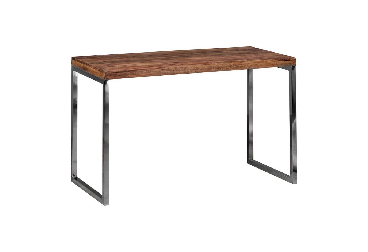 möbelando Schreibtisch Schreibtisch GUNA Massivholz Sheesham, Computerti, Schreibtisch GUNA Massivholz Sheesham, Computertisch 120 x 60 cm aus echtem Holz, Laptoptisch im Landhaus-Stil, Konsolen-Tisch mit Metallbeinen, Arbeitstisch dunkel-braun für Büro von möbelando