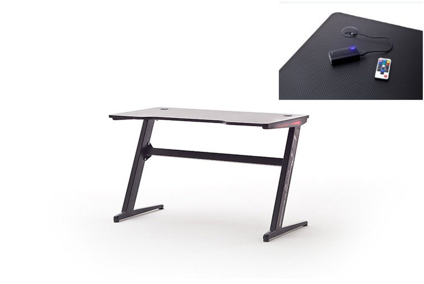 möbelando Schreibtisch mcRACING Gaming Desk (BxHxT: 120x73x60 cm), aus Holzwerkstoff,Metall in schwarz von möbelando
