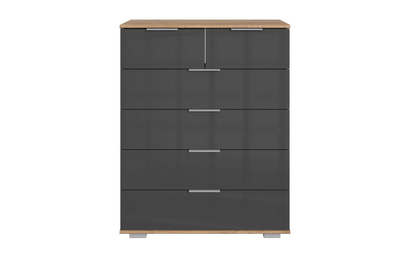 freiraum Schubkastenkommode Easy Plus Kommoden (BxHxT: 82x102x42 cm), in Plankeneiche mit 6 Schubladen und Absetzungen in GLAS GREY von freiraum