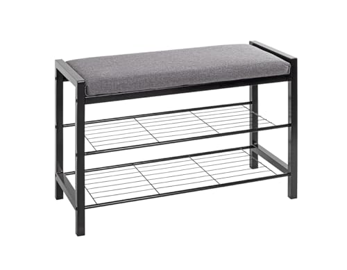 möbelando Schuhbank >54544< in grau, schwarz, Metall, Textilgewebe - 75x50x32cm (BxHxT) von möbelando