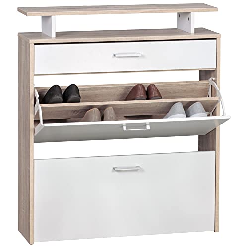 möbelando Schuhkipper Holz 80x95x24 cm Modern Sonoma Eiche | Design Schuhregal Schuhkipper Schmal | Schuhschrank Schuhaufbewahrung mit Schublade | Flurschrank Schuhablage Regal möbelando Schuhkipper Holz 80x95x24 cm Modern Sonoma Eiche | Design Schuhregal Schuhkipper Schmal | Schuhschrank Schuhaufbewahrung mit Schublade | Flurschrank Schuhablage Regal von möbelando