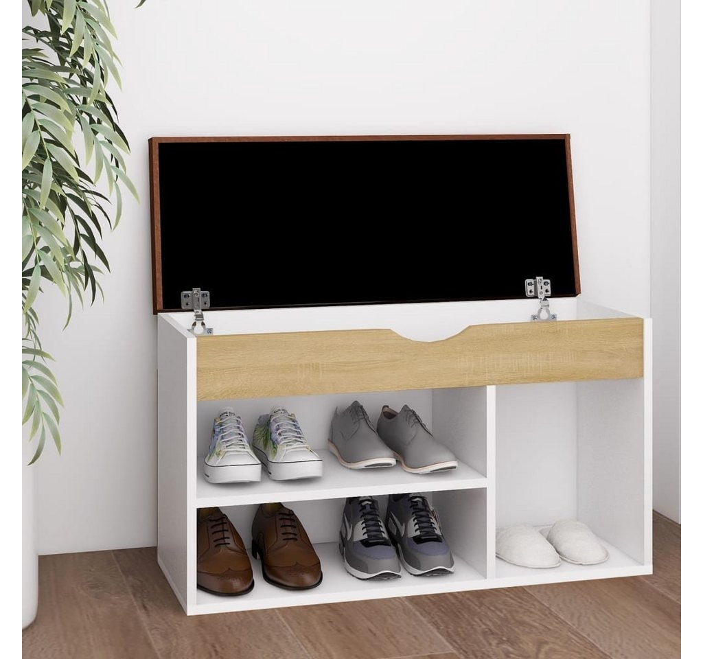 möbelando Schuhschrank 3011508 (LxBxH: 80x30x47 cm) in Weiß und Sonoma-Eiche von möbelando