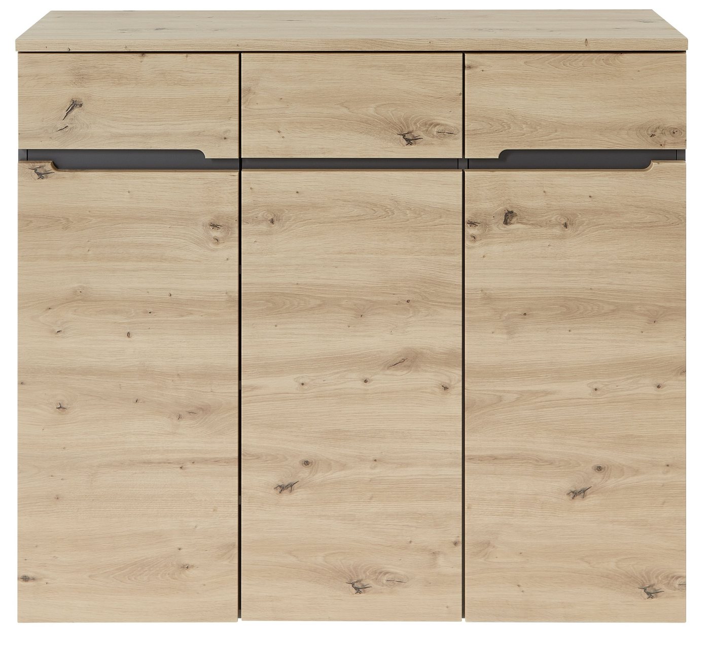 möbelando Schuhschrank "Meagan II" Moderner Schuhschrank, Korpus aus Spanplatte in Graphit, Front aus MDF in Artisan Eiche Nachbildung mit 3 Holztüren und 8 Einlegeböden. Breite 120 cm, Höhe 107 cm, Tiefe 38 cm möbelando Schuhschrank "Meagan II" Moderner Schuhschrank, Korpus aus Spanplatte in Graphit, Front aus MDF in Artisan Eiche Nachbildung mit 3 Holztüren und 8 Einlegeböden. Breite 120 cm, Höhe 107 cm, Tiefe 38 cm von möbelando