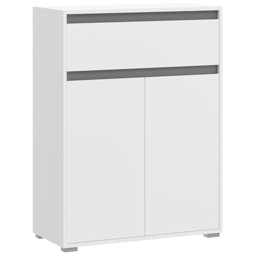 möbelando Schuhschrank >Torino< in Weiß - 76x102x35cm (BxHxT) von möbelando