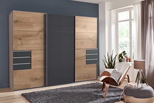 möbelando Schwebetürenschrank Kleiderschrank Schiebetürenschrank Schrank Susanetta II Plankeneiche/Graphit möbelando Schwebetürenschrank Kleiderschrank Schiebetürenschrank Schrank Susanetta II Plankeneiche/Graphit von möbelando