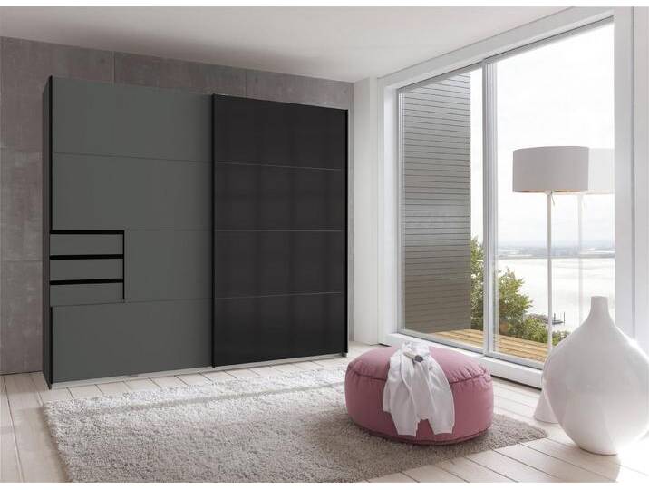 möbelando Schwebetürenschrank Susanetta 225 x 210 x 64 cm (B/H/T), Spanplatte, Graphit von möbelando