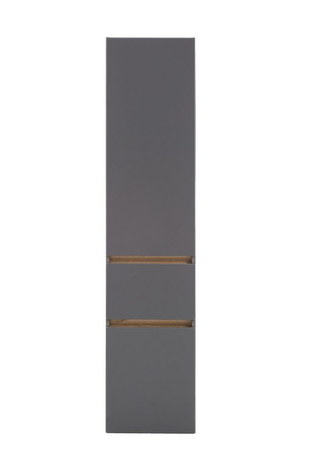 HELD MÖBEL Seitenschrank aus MDF in matt grau mit 2 Türen und Absetzungen in graphit (B/H/T: 40x180x35 cm) von HELD MÖBEL