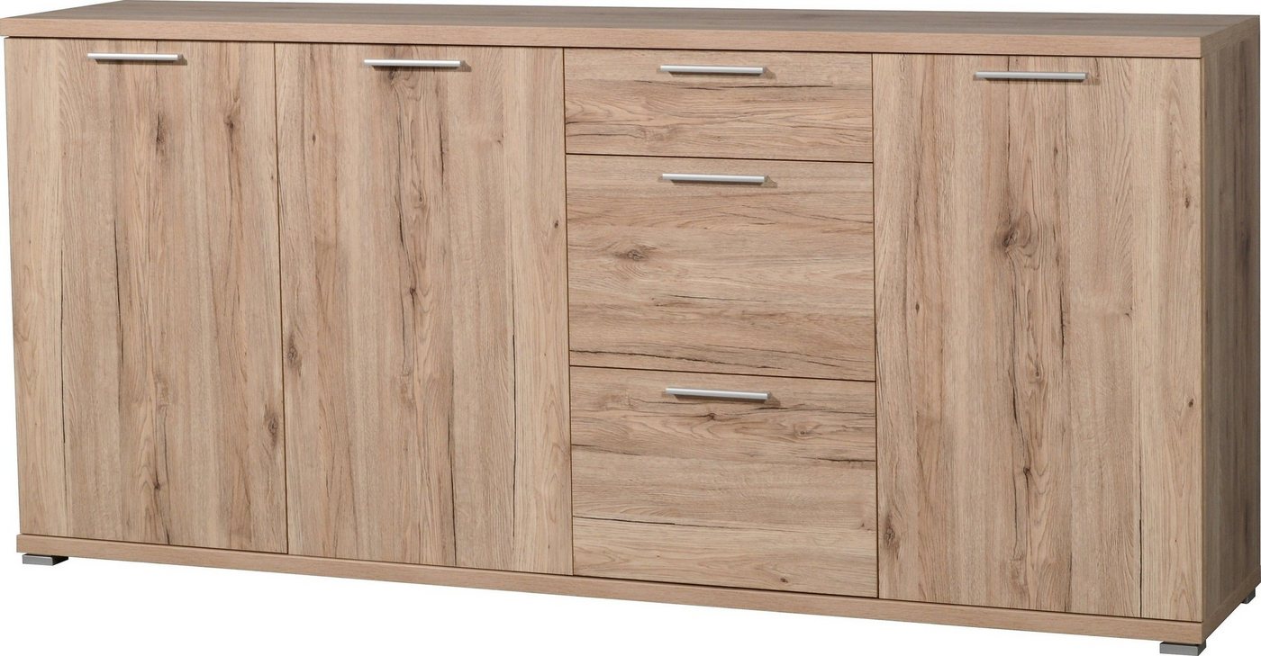 möbelando Sideboard 395 (BxHxT: 192x88x40 cm), in braun mit 3 Schubladen und 3 Türen von möbelando