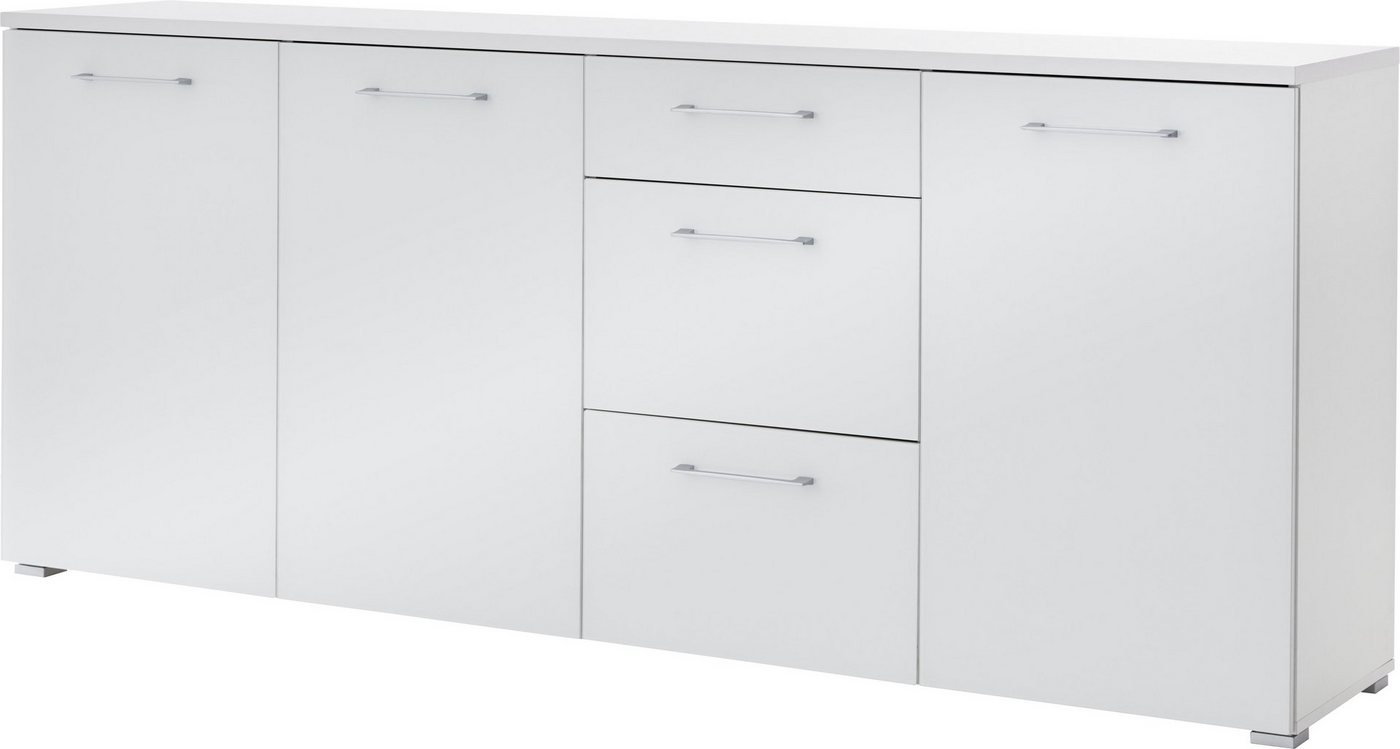 möbelando Sideboard 400 (BxHxT: 194x82x40 cm), in weiß mit 3 Schubladen und 3 Türen von möbelando