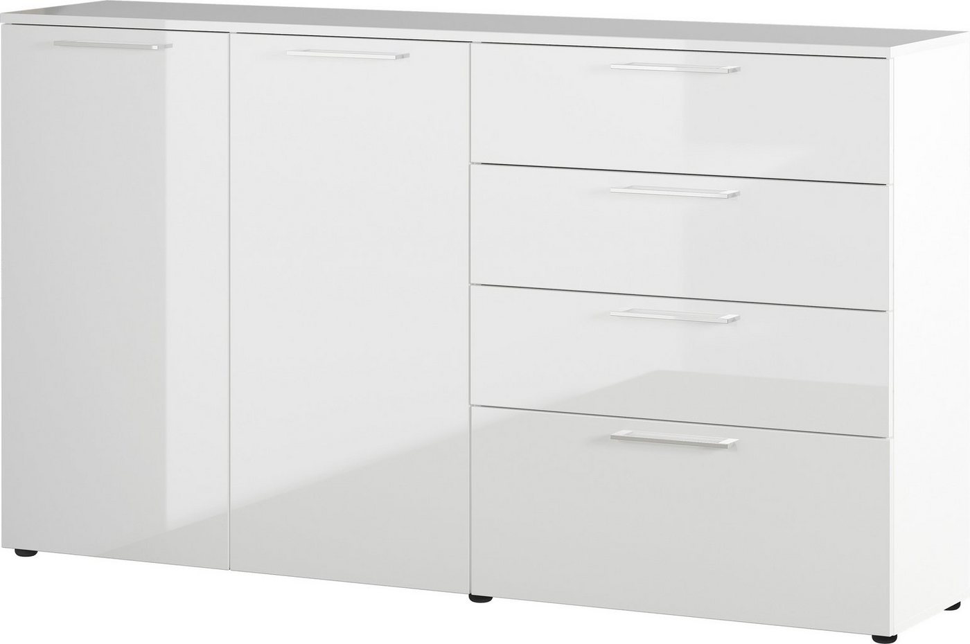 möbelando Sideboard 403 (BxHxT: 186x107x40 cm), in weiss mit 4 Schubladen und 2 Türen von möbelando