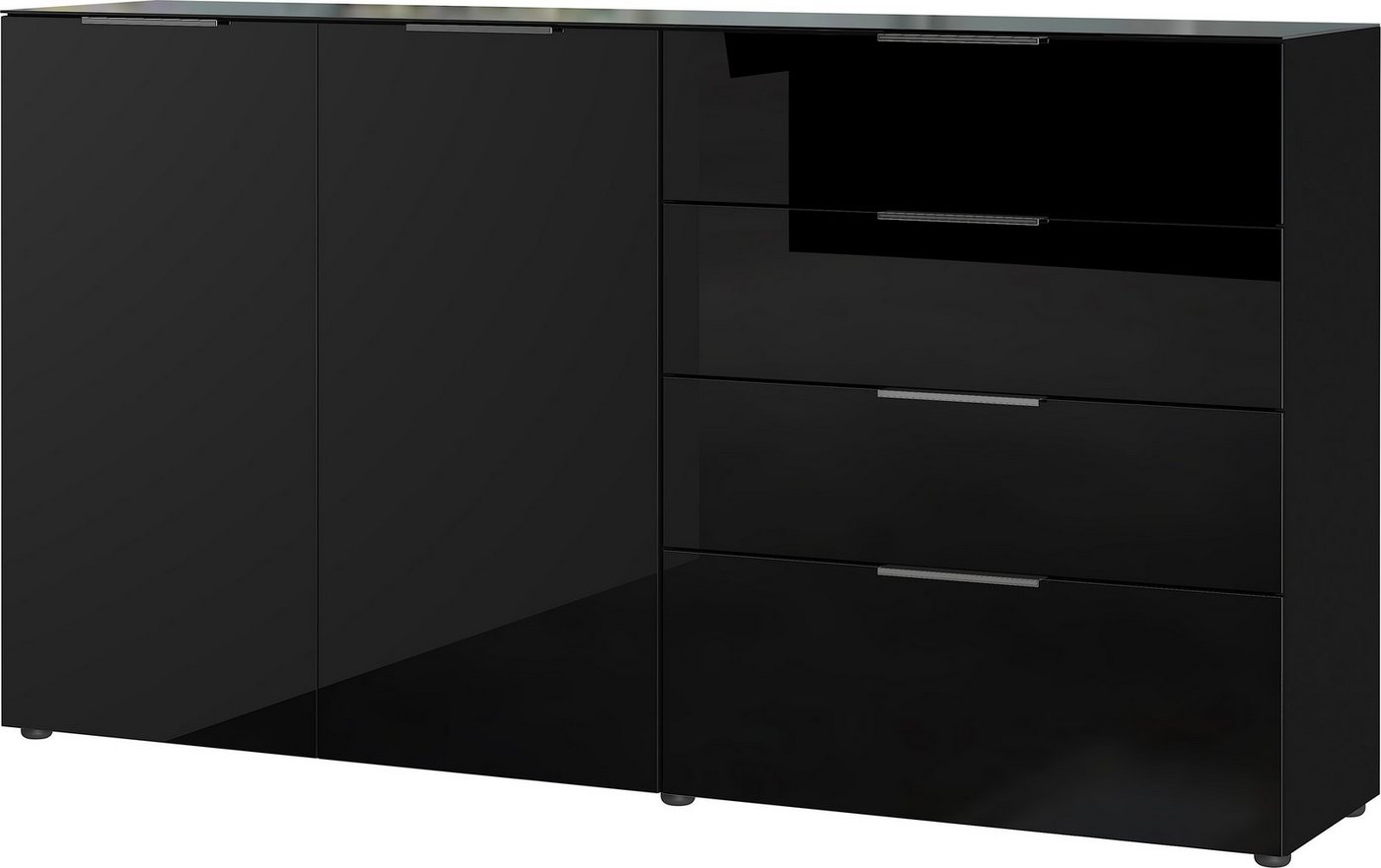 möbelando Sideboard 404 (BxHxT: 184x102x42 cm), in schwarz mit 4 Schubladen und 2 Türen von möbelando