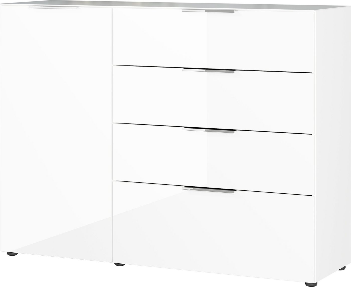 möbelando Sideboard 404 (BxHxT: 134x102x42 cm), in weiss mit 4 Schubladen und einer Tür von möbelando