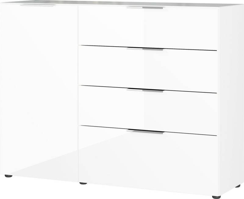 möbelando Sideboard 404 (BxHxT: 134x102x42 cm), in weiss mit 4 Schubladen und einer Tür von möbelando