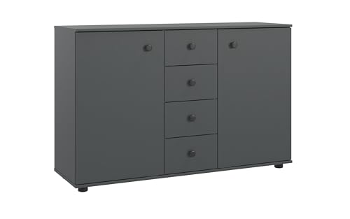 möbelando Sideboard >Chalet< in Graphit ? 130 cm Breite, 83 cm Höhe, 41 cm Tiefe ? Modernes Design, Robuste Spanplatte, Made in Germany ? Zerlegt zur einfachen Montage möbelando Sideboard >Chalet< in Graphit ? 130 cm Breite, 83 cm Höhe, 41 cm Tiefe ? Modernes Design, Robuste Spanplatte, Made in Germany ? Zerlegt zur einfachen Montage von möbelando