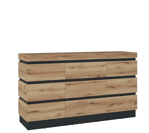 möbelando Sideboard >Corte< in Coast Evoke Eiche Dekor/Kosmos Grau - 160,8x92,5x45cm (BxHxT) von möbelando