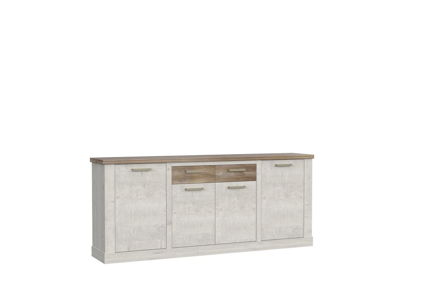 freiraum Sideboard Duro (BxHxT: 212,9x90,3x41,3 cm), aus Holzwerkstoff in Pinia Weiss kombiniert mit Eiche Antik von freiraum